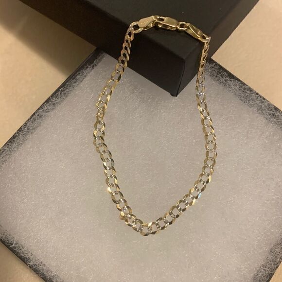 Curb link bracelet 14k solid gold perfect - Picture 12 of 16